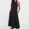 Clothing Pretty Lavish | Pascale Satin Day Dress Black