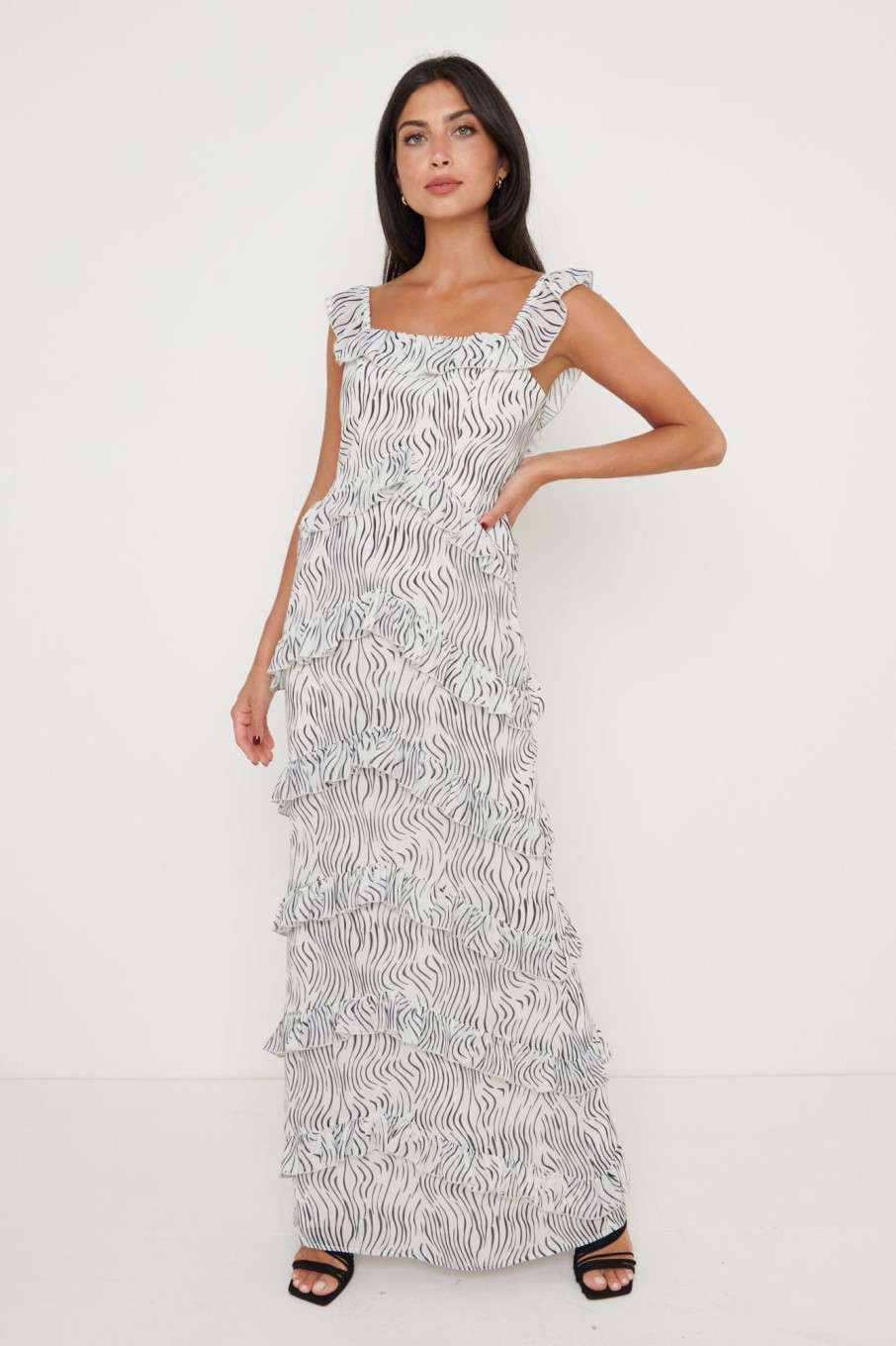 Clothing Pretty Lavish | Cecile Maxi Dress Abstract Wave