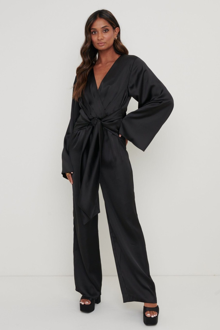 Clothing Pretty Lavish | Adelaide Kimono Sleeve Jumpsuit Black