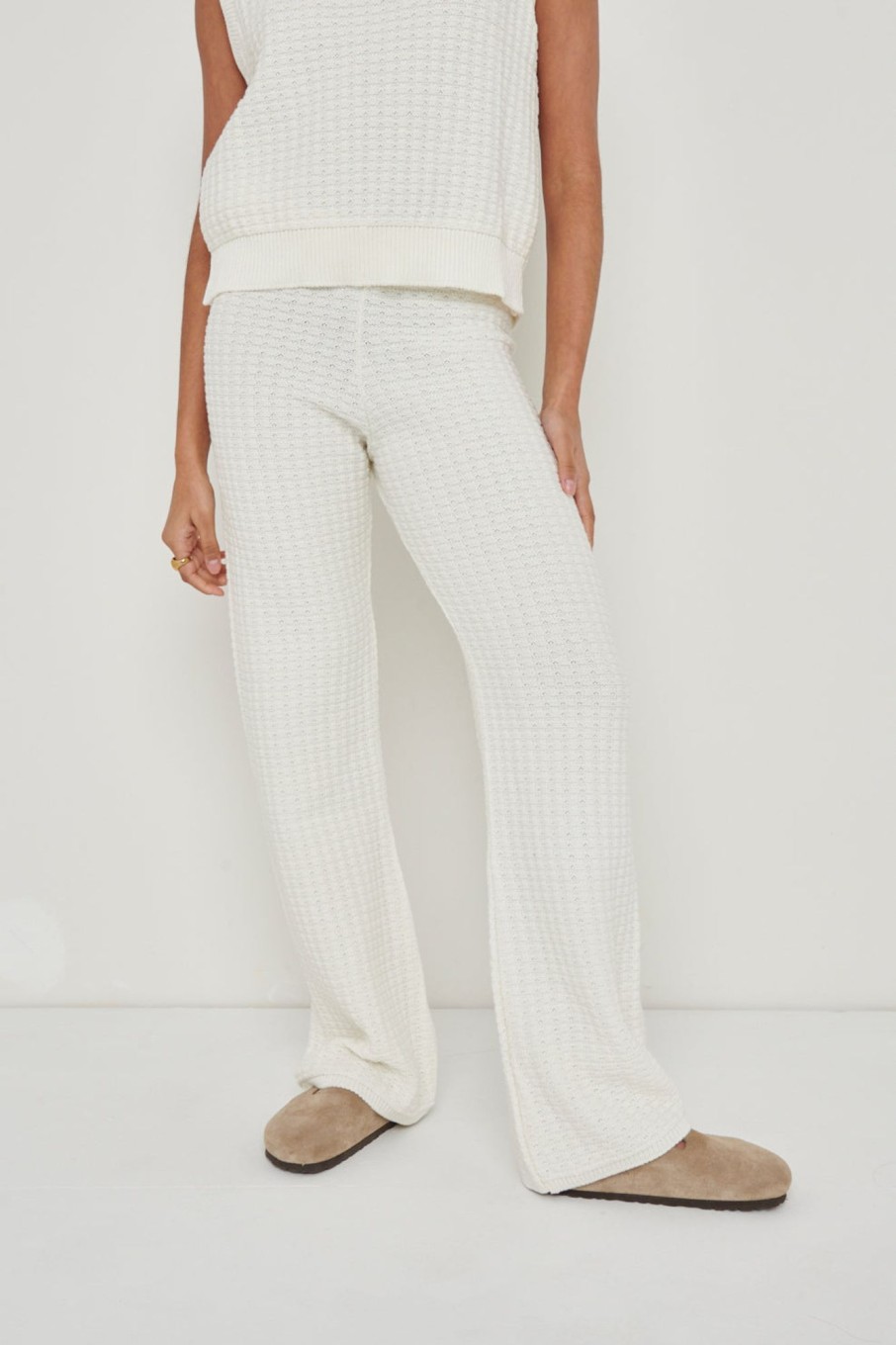 Clothing Pretty Lavish | Quinn Crochet Knit Bottoms White