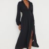 Clothing Pretty Lavish | Loretta Shirred Midaxi Dress Black