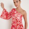 Clothing Pretty Lavish | Maddie One Shoulder Printed Jumpsuit Pink And Red Floral