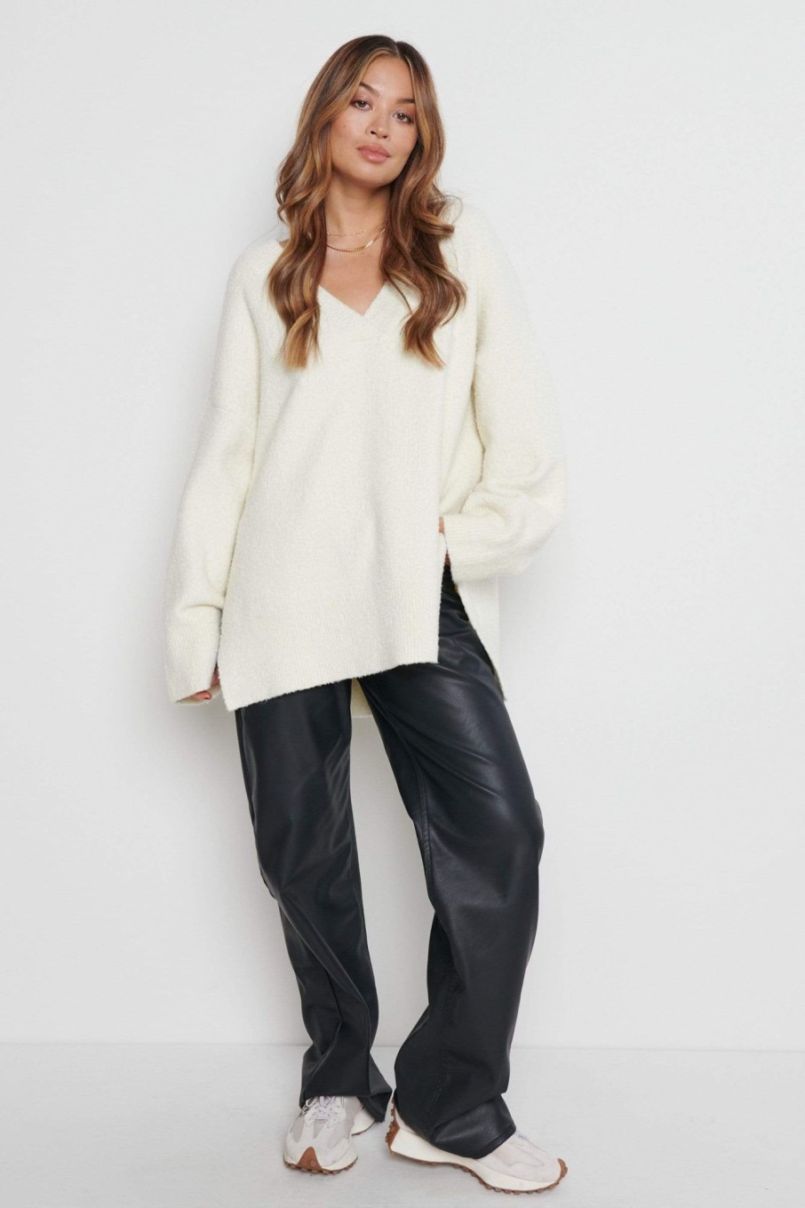 Clothing Pretty Lavish | Myla Oversized Jumper Cream