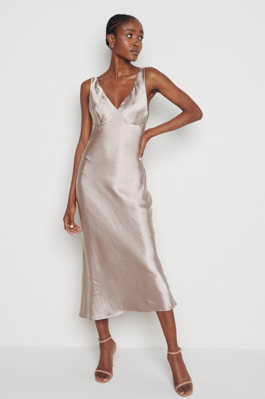 Clothing Pretty Lavish | Piper Midi Dress Taupe