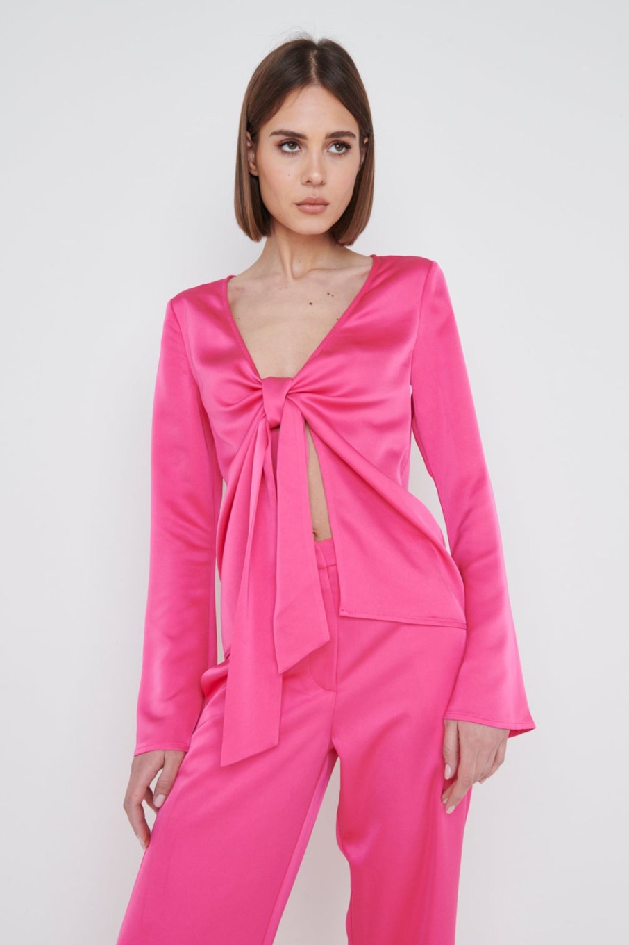 Clothing Pretty Lavish | Ashley Tie Drape Top Pink