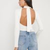 Clothing Pretty Lavish | Lakelyn Backless High Neck Knit Top Cream