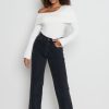 Clothing Pretty Lavish | Brigitte Asymmetric Knit Top Cream