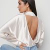 Clothing Pretty Lavish | Bonnie High Neck Backless Blouse Cream