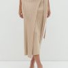 Clothing Pretty Lavish | Hallie Wrap Midaxi Skirt Beige