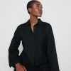 Clothing Pretty Lavish | Belle Boxy Linen Shirt Black