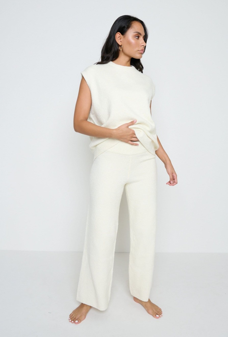 Clothing Pretty Lavish | Millie Knit Trousers Cream