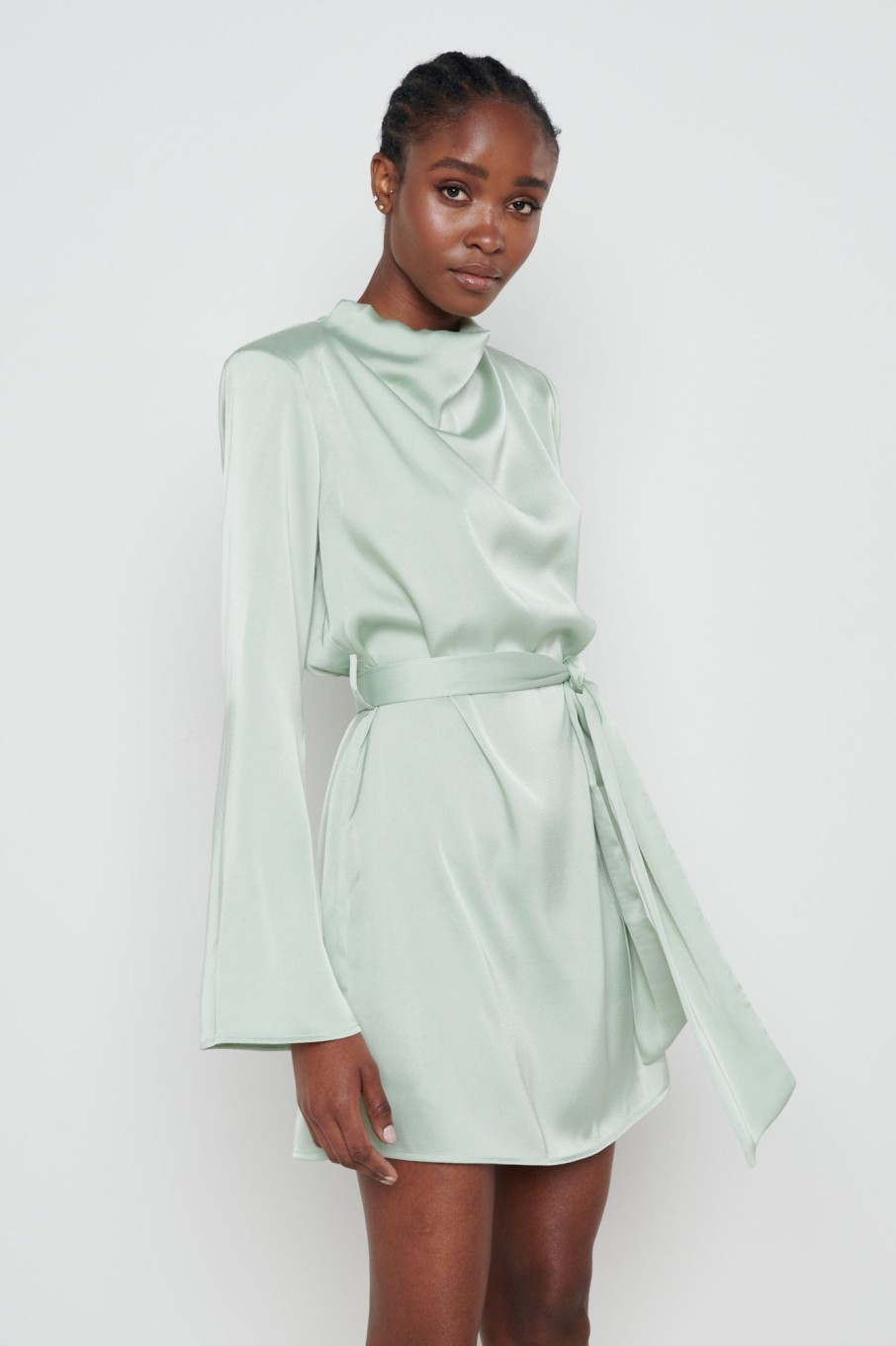 Clothing Pretty Lavish | Jayda Cowl Neck Dress Mint