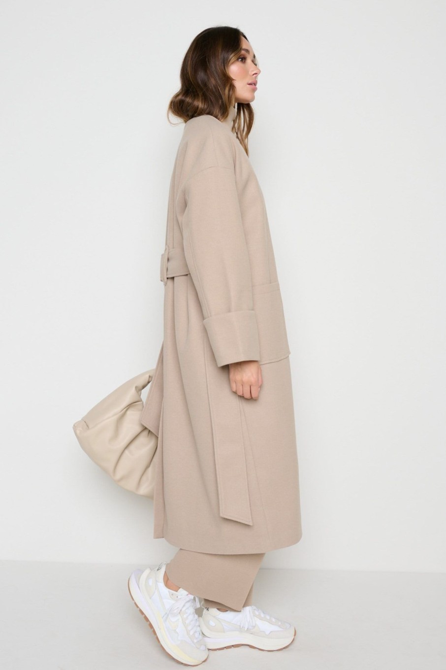 Clothing Pretty Lavish | Reece Wrap Coat Taupe