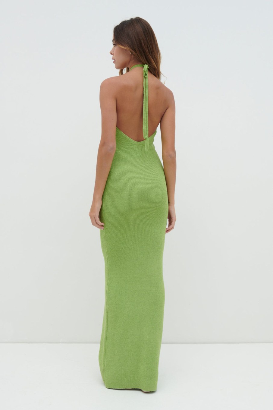 Clothing Pretty Lavish | Khloe Knit Maxi Dress Lime