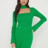 Clothing Pretty Lavish | Posie High Neck Cut Out Knit Top Green