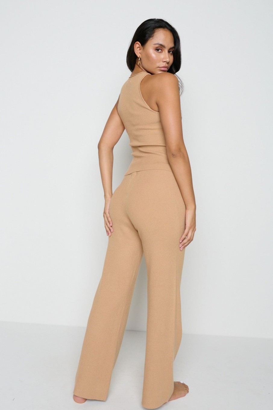 Clothing Pretty Lavish | Billie Ribbed Trousers Camel