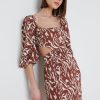 Clothing Pretty Lavish | Fion Cut Out Midaxi Dress Brown Zebra Abstract