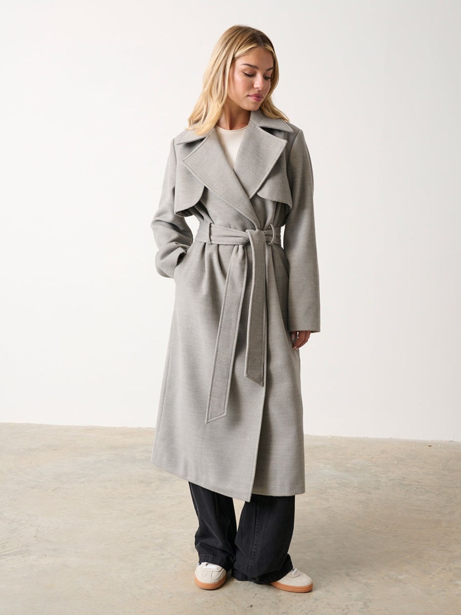 Clothing Pretty Lavish | Logan Felted Trench Grey