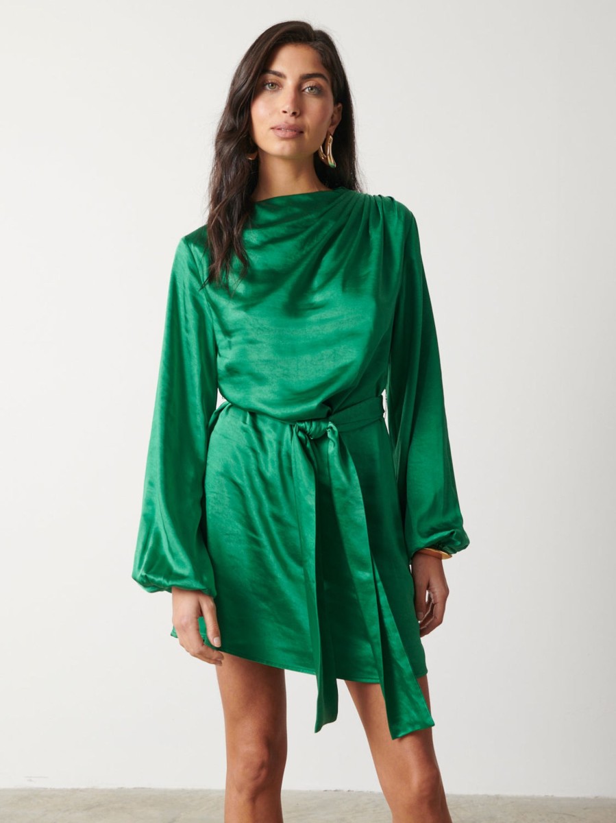 Clothing Pretty Lavish | Maya Metallic Mini Dress Emerald