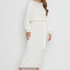 Clothing Pretty Lavish | Mae Crew Neck Knit Dress Cream