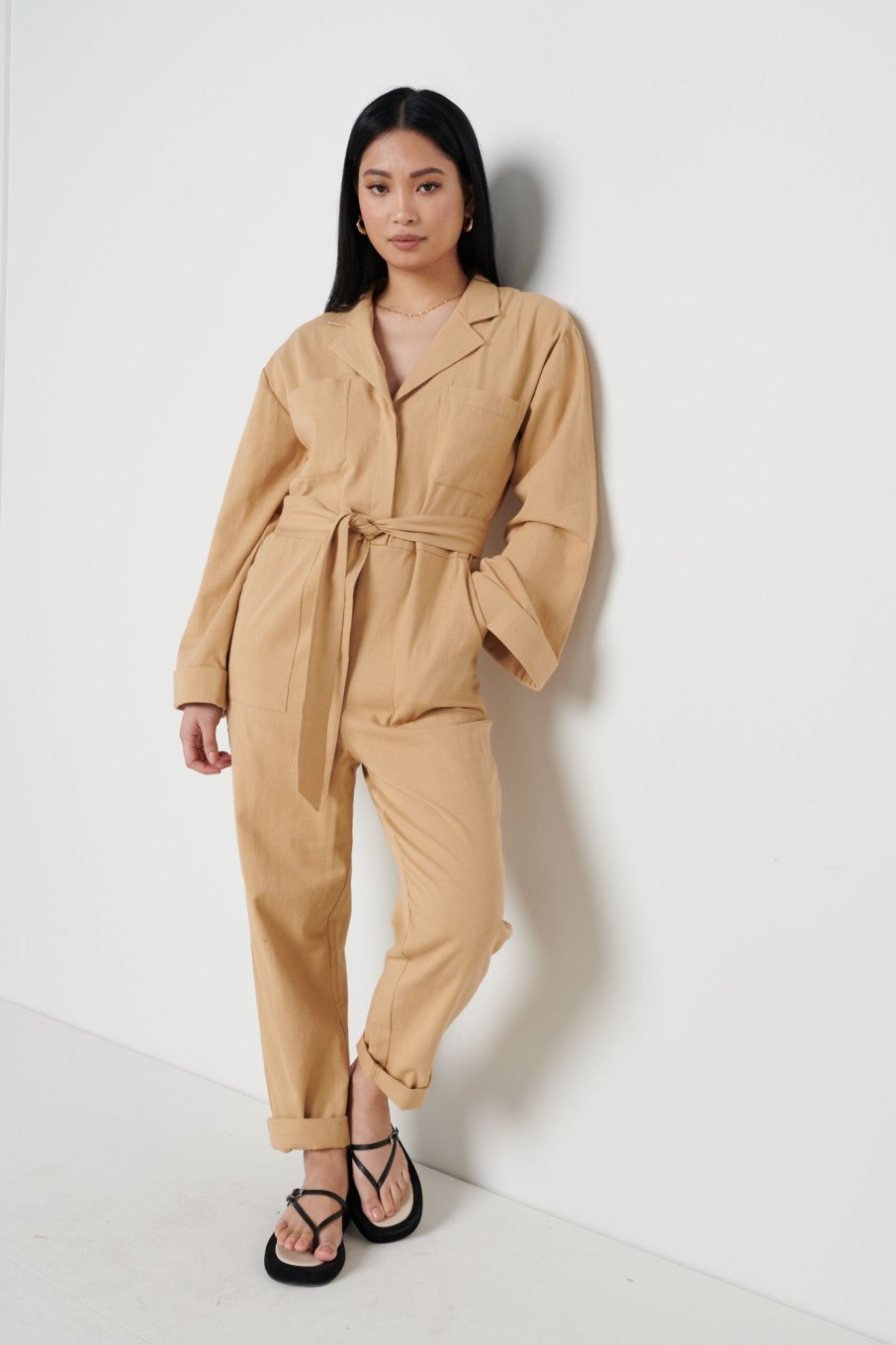 Clothing Pretty Lavish | Hudson Jumpsuit Camel