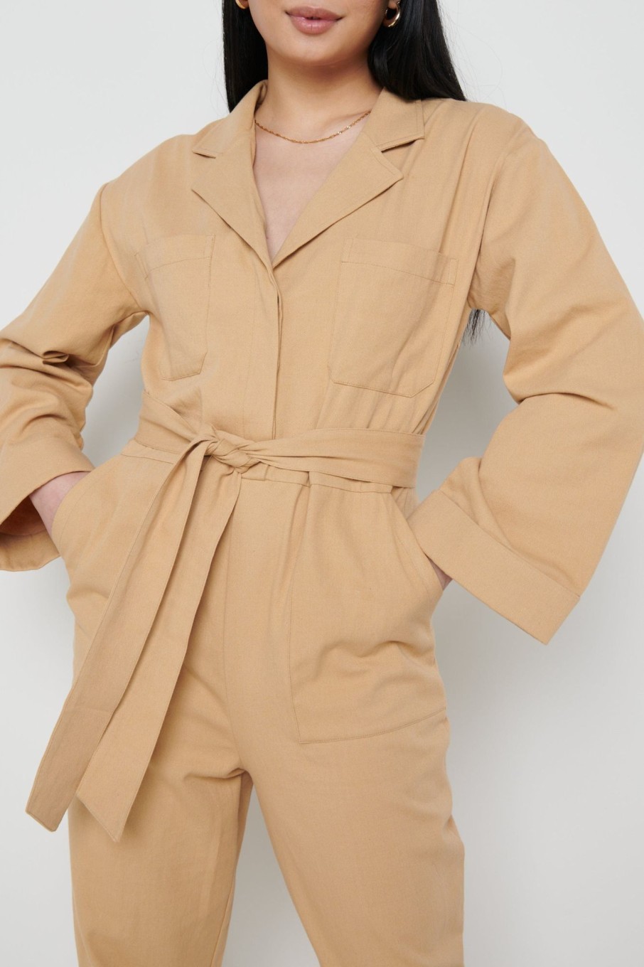 Clothing Pretty Lavish | Hudson Jumpsuit Camel