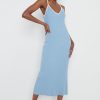 Clothing Pretty Lavish | Lorin Contrast Strap Knit Dress Blue