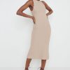 Clothing Pretty Lavish | Celine Crochet Midi Dress Taupe