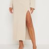 Clothing Pretty Lavish | Blythe Slit Knit Skirt Beige