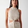 Clothing Pretty Lavish | Isidora Twist Knot Sequin Midaxi Dress Silver