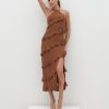 Clothing Pretty Lavish | Katy Ruffle Midaxi Dress Brown