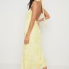 Clothing Pretty Lavish | Odelle Backless Halter Tie Dress Chartreuse Floral