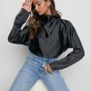 Clothing Pretty Lavish | Bonnie High Neck Backless Blouse Black