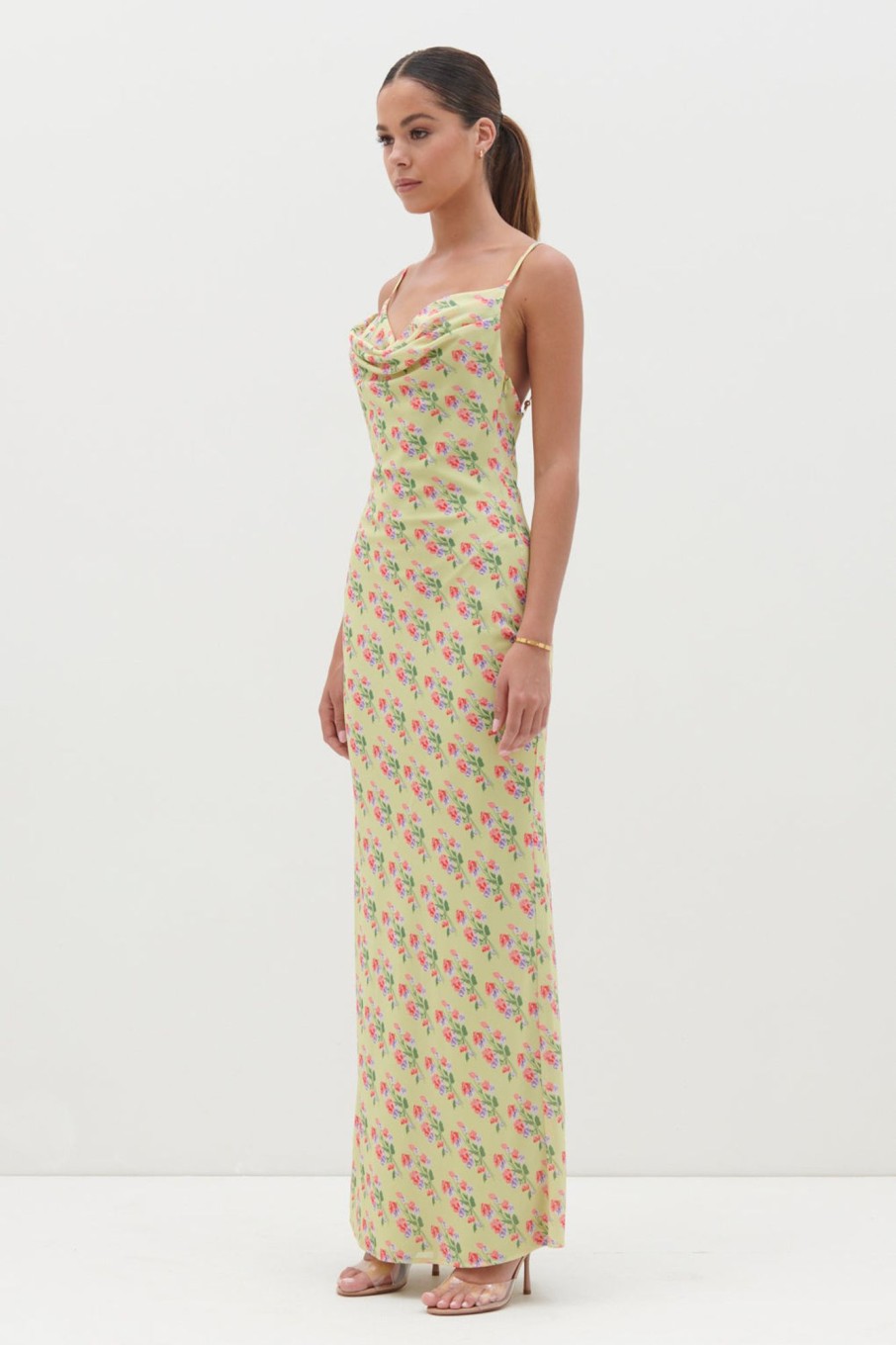 Clothing Pretty Lavish | Keisha Printed Chiffon Maxi Dress Botanic Floral