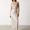 Clothing Pretty Lavish | Monroe Metallic Maxi Dress Champagne