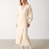 Clothing Pretty Lavish | Aidan Cosy Wrap Dress Cream