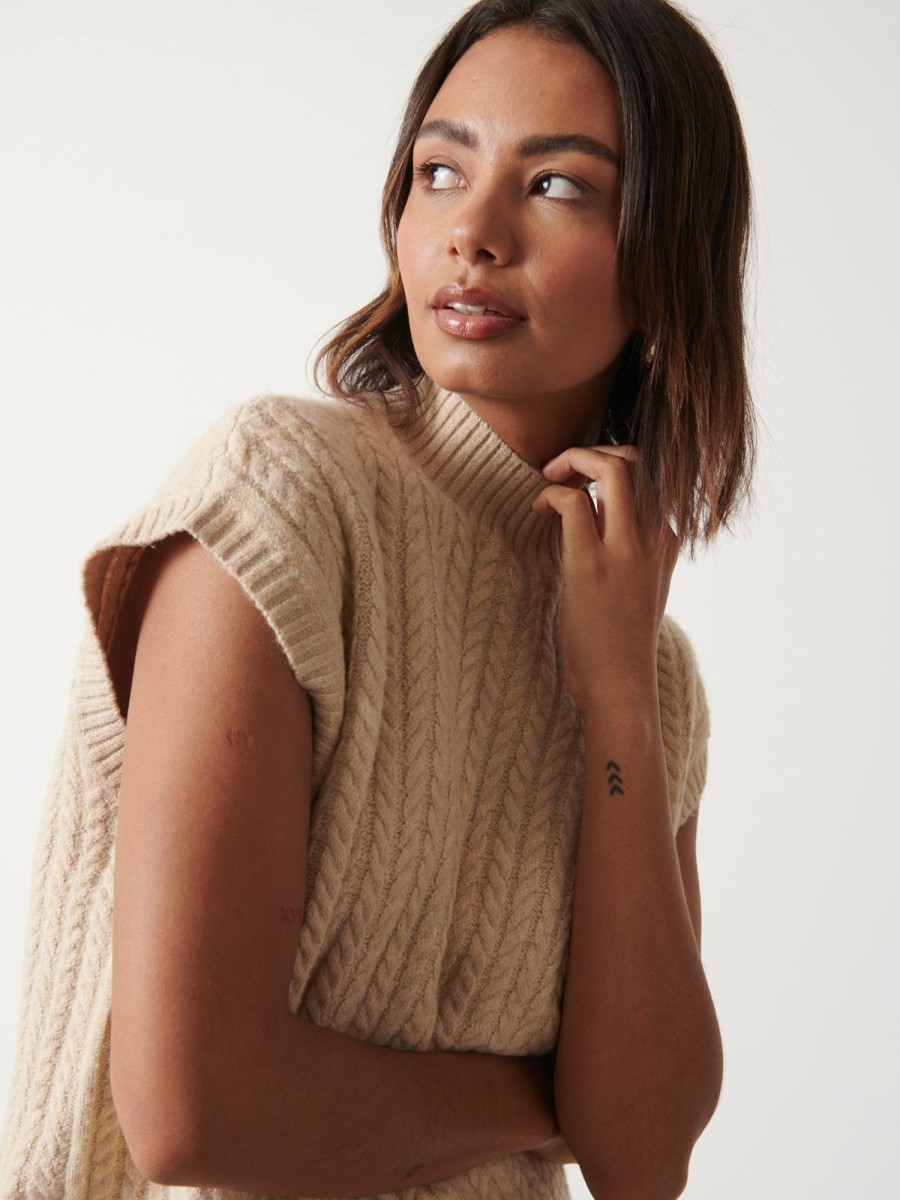 Clothing Pretty Lavish | Stevie Boxy Sleeveless Jumper Oatmeal