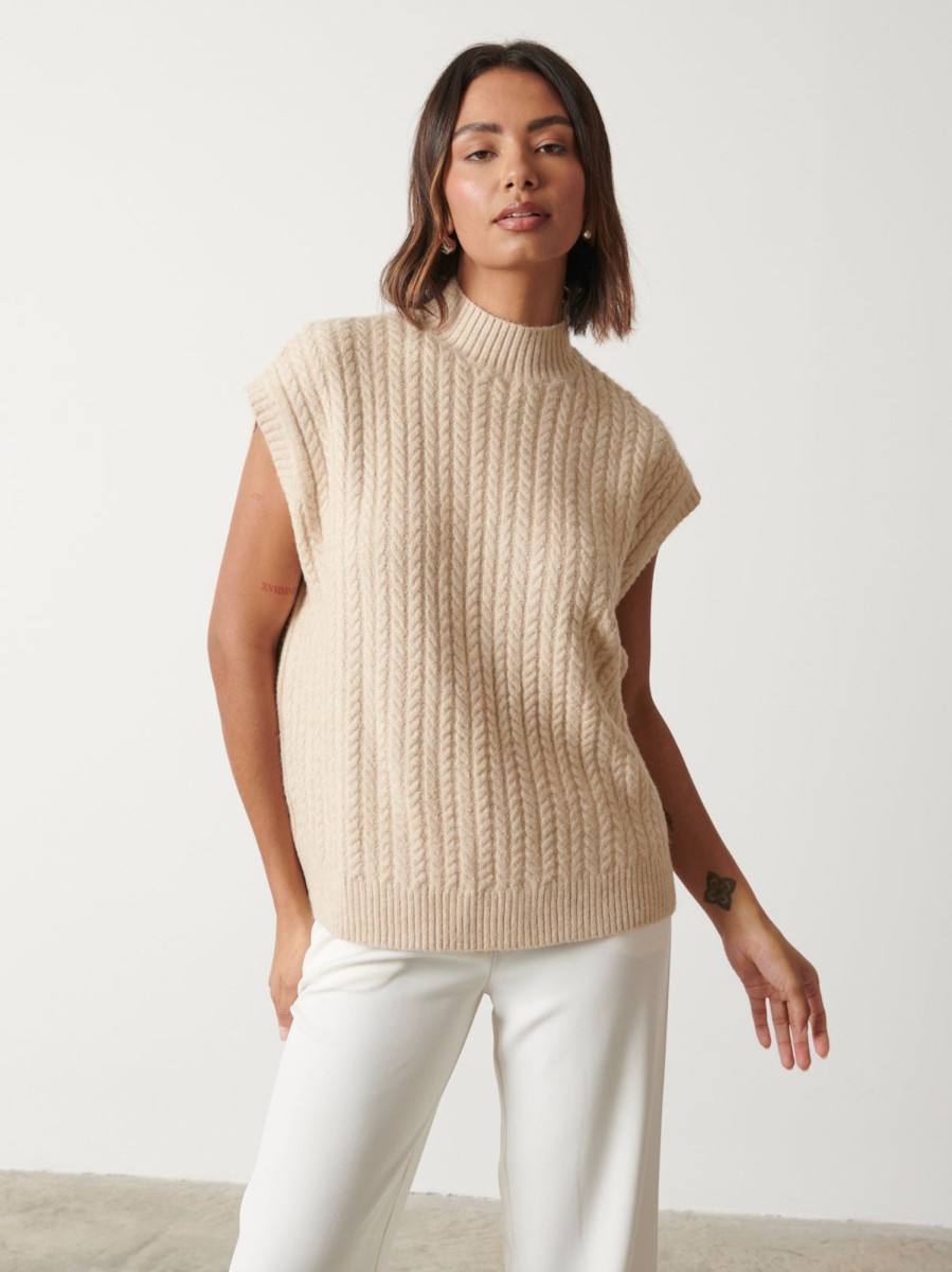 Clothing Pretty Lavish | Stevie Boxy Sleeveless Jumper Oatmeal