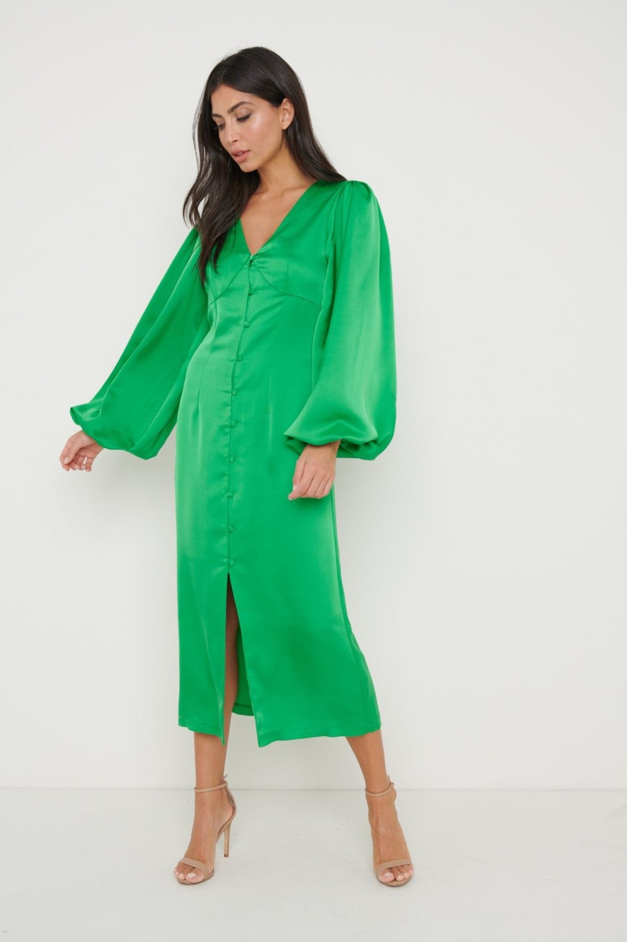 Clothing Pretty Lavish | Naya Recycled Midaxi Dress Emerald