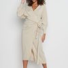 Clothing Pretty Lavish | Beau Wrap Midi Dress Beige