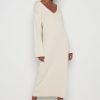 Clothing Pretty Lavish | Abriana V-Neck Knit Dress Beige