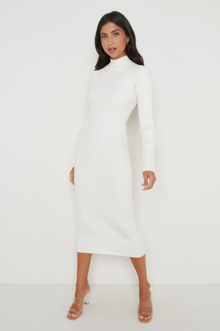 Clothing Pretty Lavish | Abbey Knit Midaxi Dress Cream