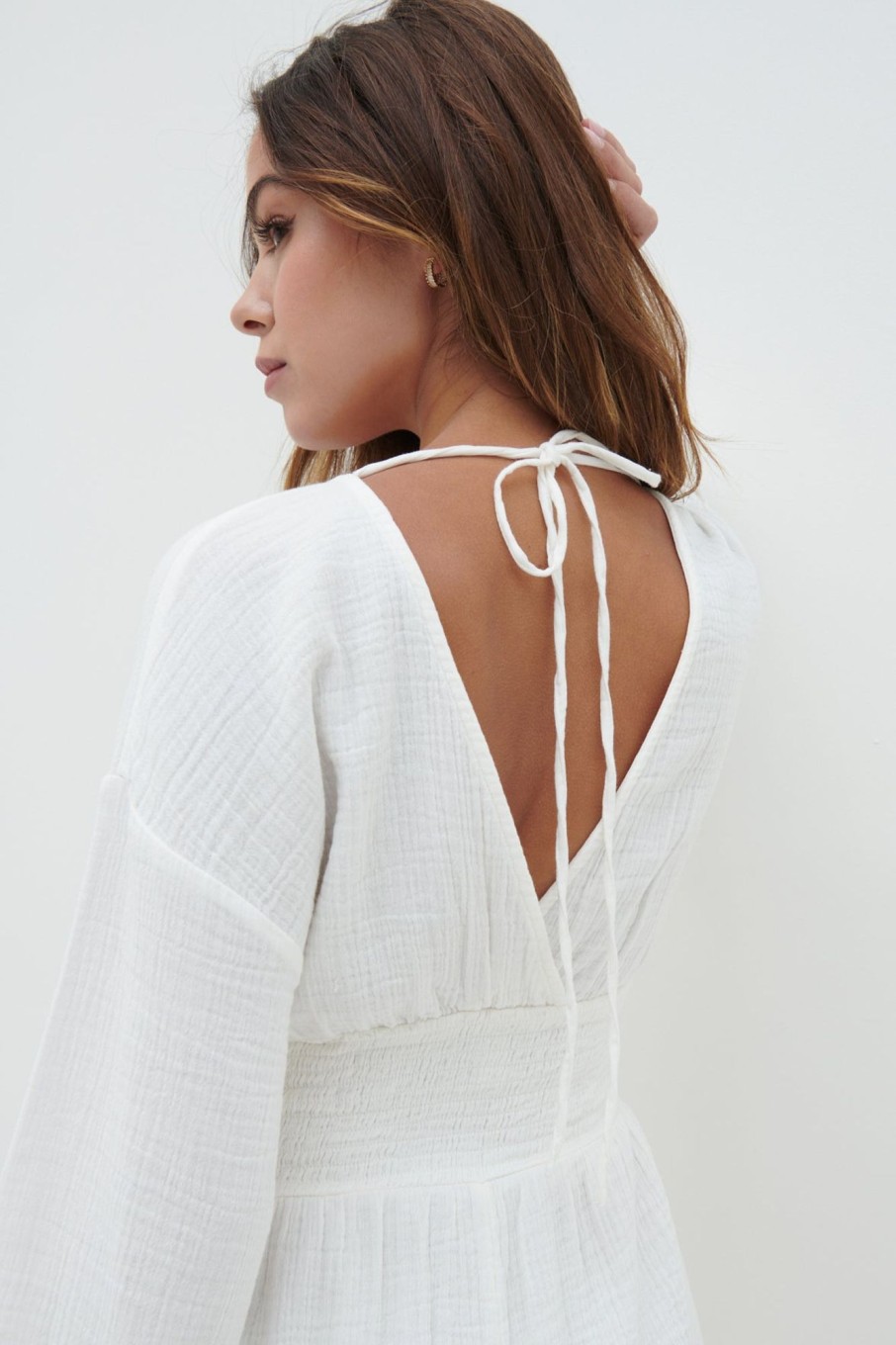 Clothing Pretty Lavish | Blake Shirred Playsuit White