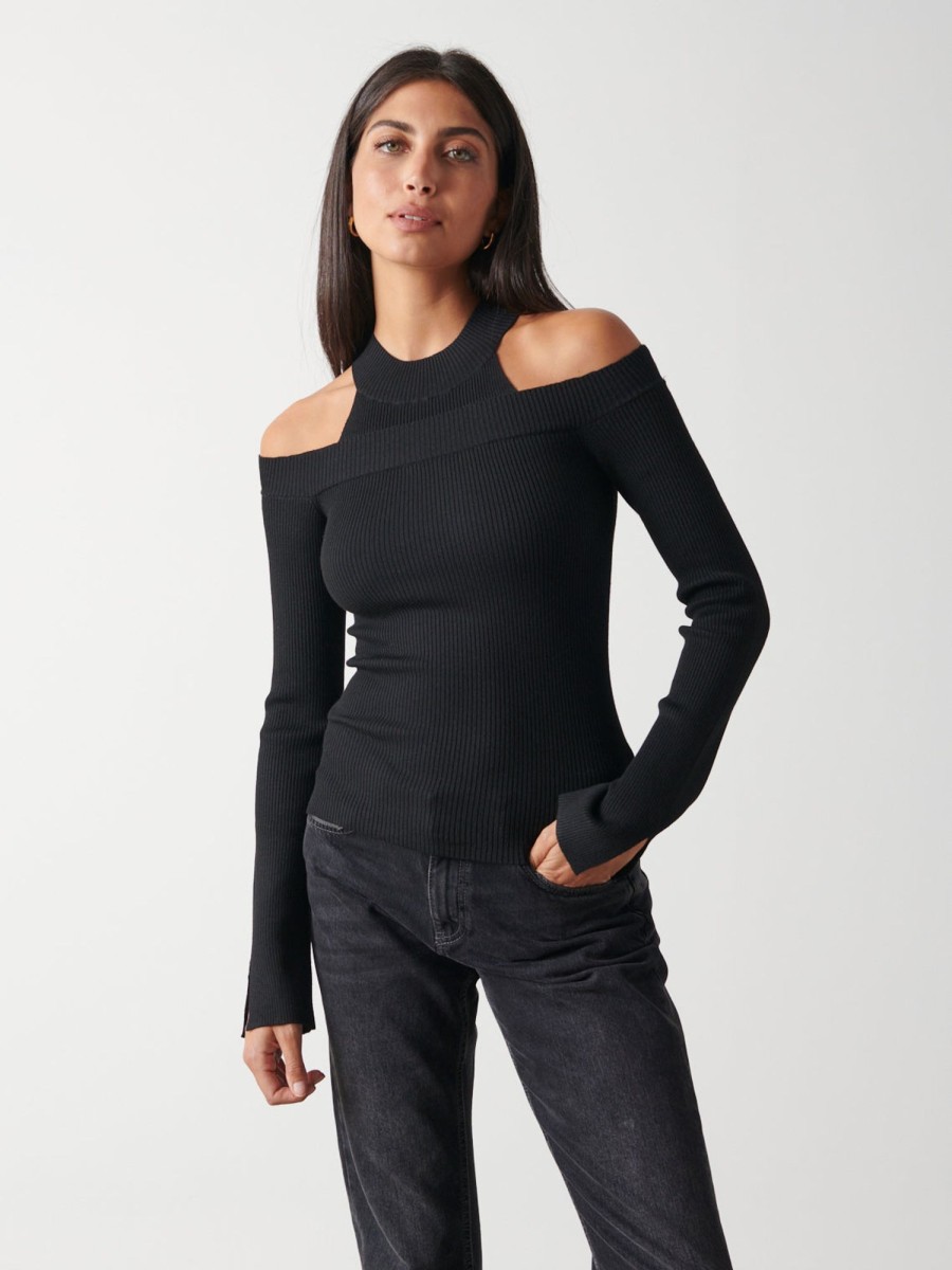 Clothing Pretty Lavish | Kennedy Cut Out Knit Top Black