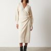 Clothing Pretty Lavish | Kinsley Ribbed Wrap Dress Cream