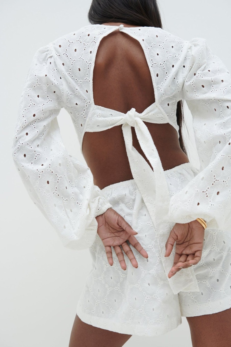 Clothing Pretty Lavish | Tara Broderie Playsuit White