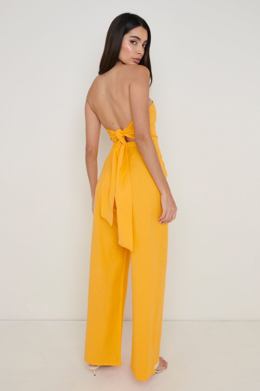 Clothing Pretty Lavish | April Bandeau Jumpsuit Orange