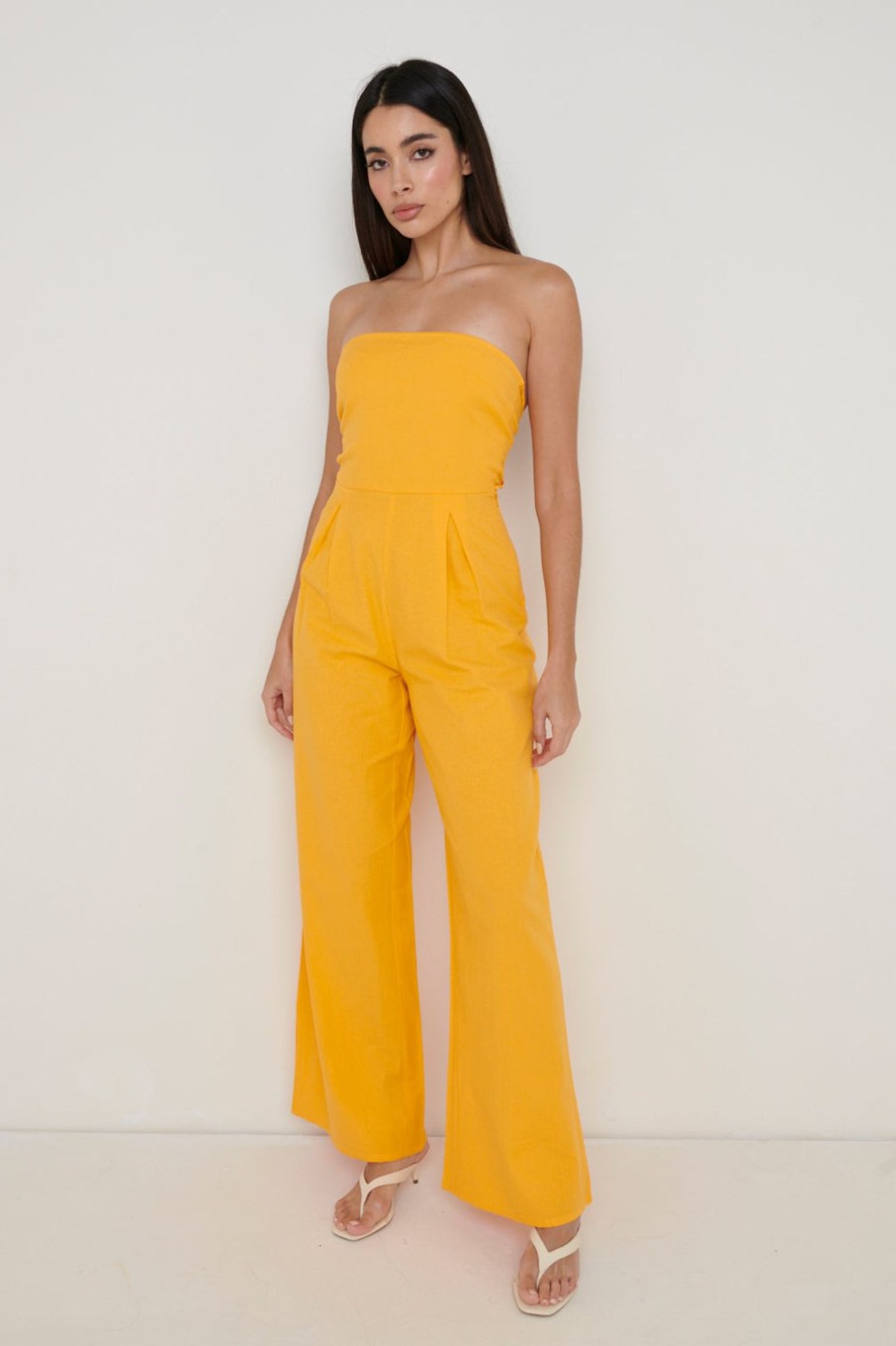 Clothing Pretty Lavish | April Bandeau Jumpsuit Orange