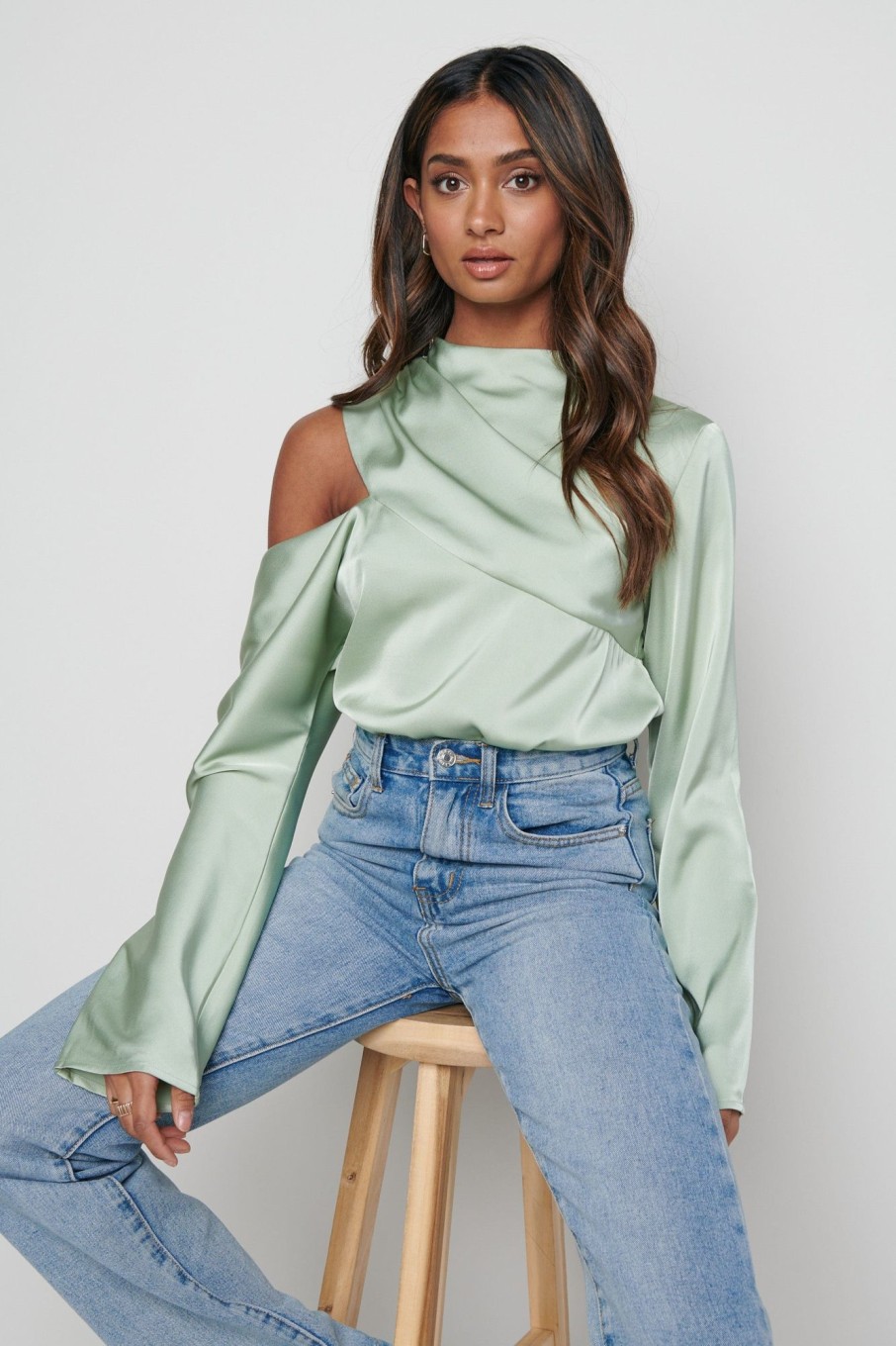 Clothing Pretty Lavish | Jett Asymmetric Blouse Mint