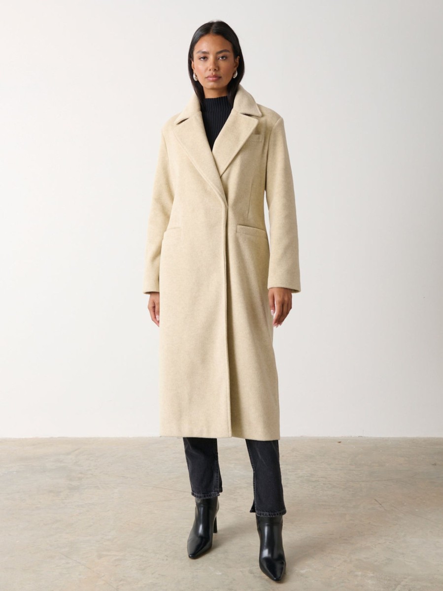 Clothing Pretty Lavish | Ezra Boxy Collared Coat Oatmeal